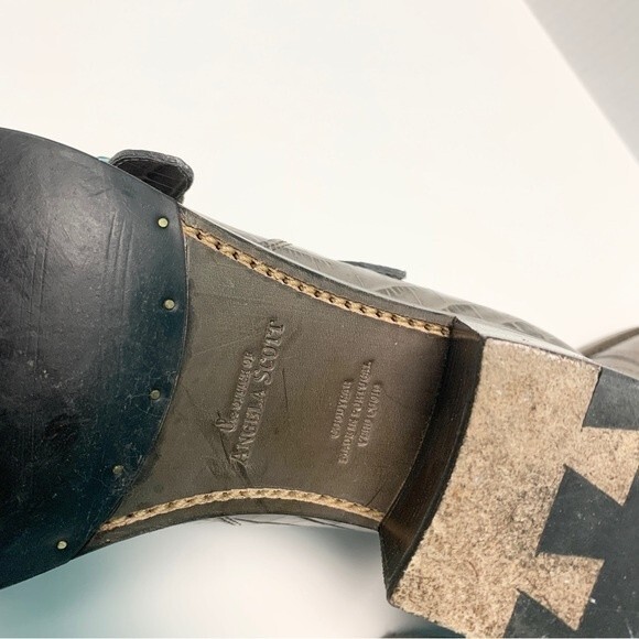 THE OFF OF ANGELA SCOTT Navy Double Monk Strap Leather Sz 40 / 9.5 US Shoes - Picture 10 of 11